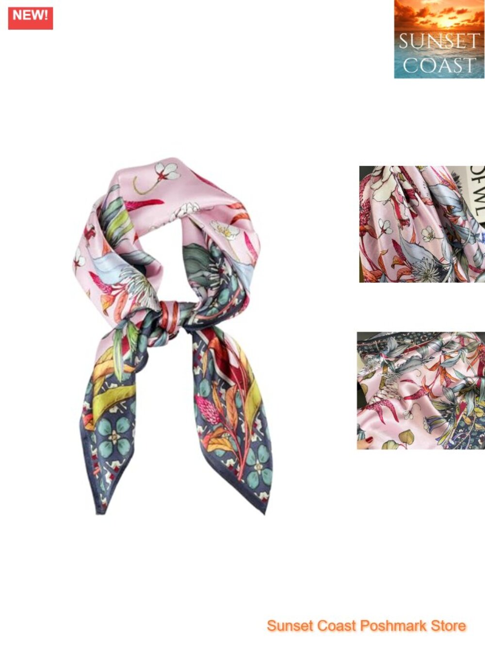 100% Pure Mulberry Silk 26" Square Scarf Lightweight Breathable Fashion